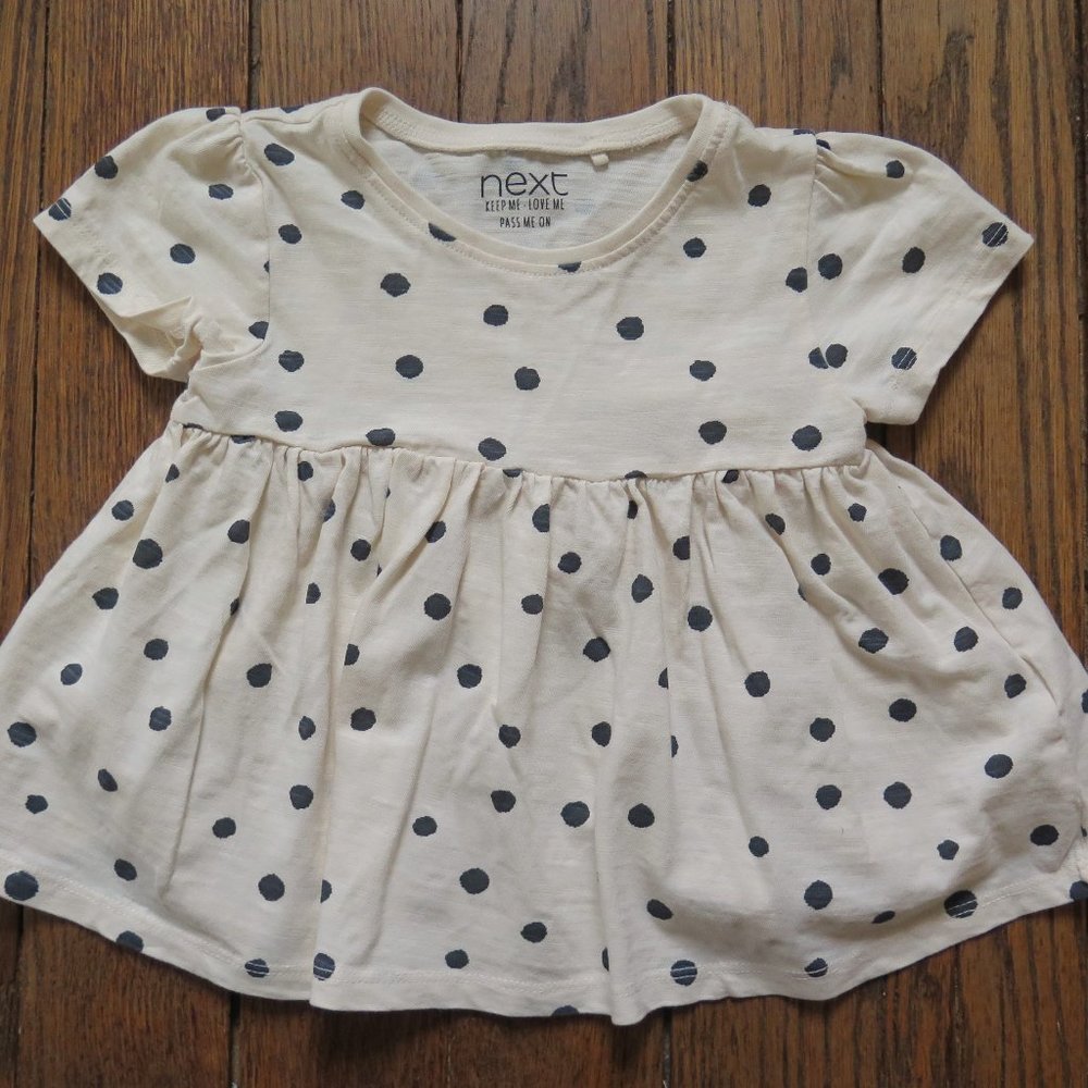 Next Clothing Polka dot peplum top 2-3 years